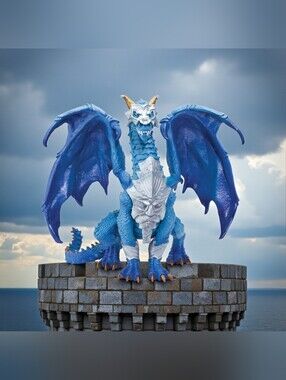 2015 Safari Ltd. 5" Castle Guardian Dragon Vinyl Figure Fantasy #10129. Blue Col